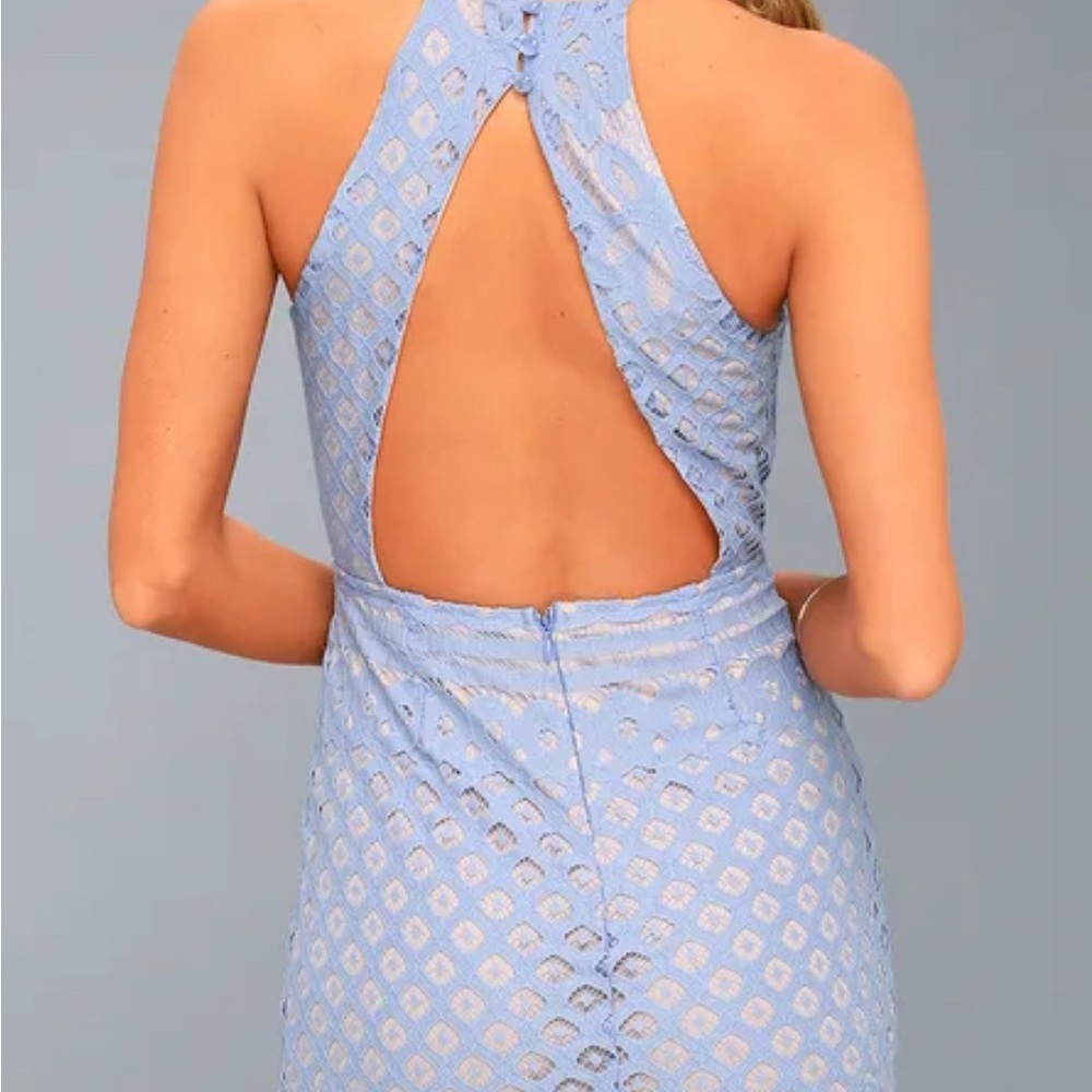 Lulu's Blue Halter Sheath Dress for Weddings - Picture 8 of 8